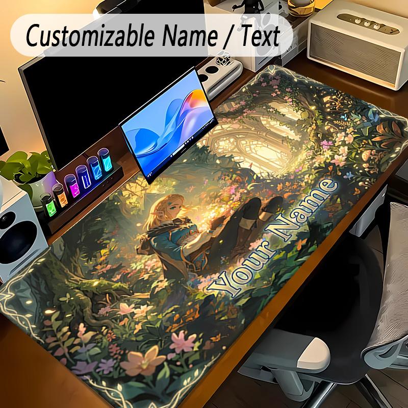 Large Mouse PadZelda Custom Name Text Personalized Desk Mat Non Slip Gaming Pad