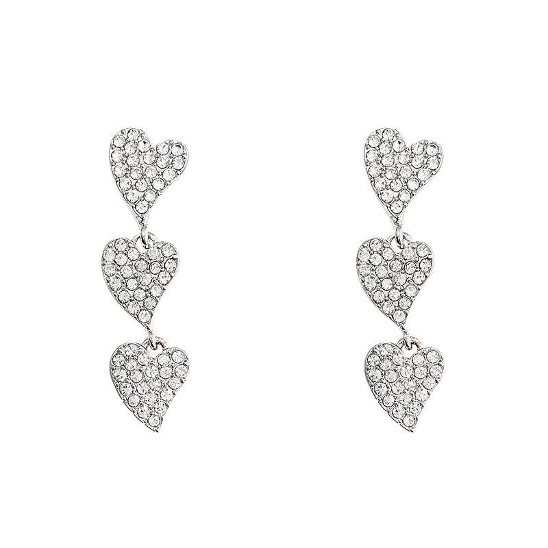 Silver Needle Long Zircon Love Earrings Women's Versatile Niche Design Tassel Earrings Korean Edition Popular Earrings