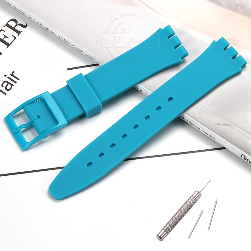 Silicone Watch Band For Swatch 17mm 19mm 20mm Pin Buckle Waterproof Bracelet Wristband Watch Accessories