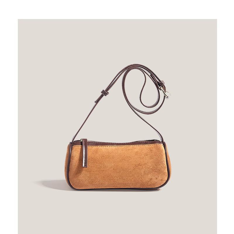 

Retro Suede Small Bag Women 2025 New Korean All-matching One-shoulder Cross-body Fashionable Casual Underarm коричневий