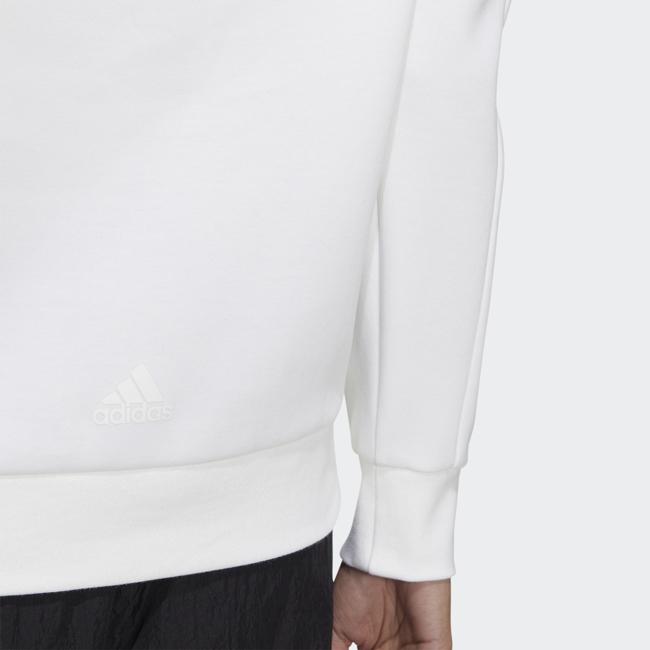 Adidas Front Print Logo Hoodie Long Sleeve Sweatshirt Women Tops White HR2596