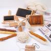 Kit de Fuseau Turc en Bois en Forme de Croix Démontable avec Laine Cardée de 50g, Jauge à Fil & Paquet de 2 Brosseuses pour Filage de Laine