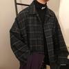 Men's Ultra-Hot Wool Plaid Coat: Autumn/Winter Thickened Korean-Style Loose Fit, Trendy Retro Hong Kong Jacket.