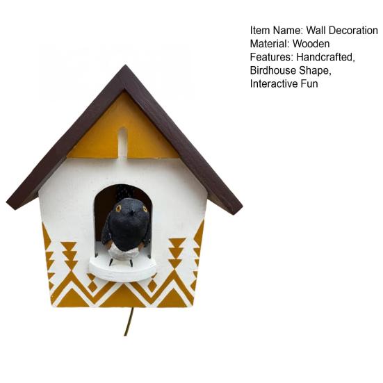 Kinetic Art Birdhouse Wall Decor Animal in House Wall Decoration Outdoor Garden Wall Art for Farmhouse Home Room Yard Patio Porch