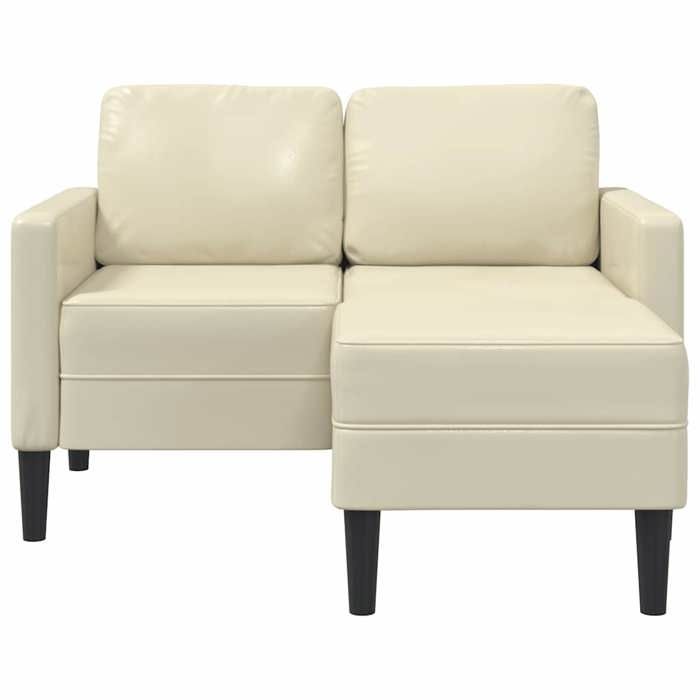 VidaXL 2-seater Sofa with L-shaped Chaise Lounge Cream 125 Cm Faux Leather, 2-seater Bedroom Sofa, Loveseat, Two-seater Sofa 4107084