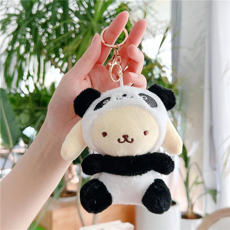 Cute Panda Plush Keychain Doll Cartoon Stuffed Animal Pendant Bag Charm Accessory