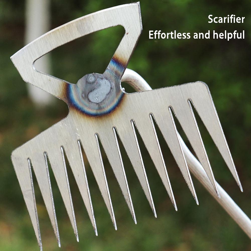 40CM Length Weeding Artifact Uprooting Weeding Tool Steel Weed Puller Garden Tool 4 Teeth Dual Purpose Weeder Remover