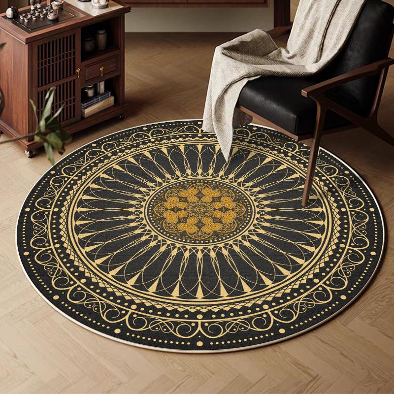 VIKAMA Retro Round Carpet, Living Room Persian Ethnic Style Sofa Cushion, Bedroom Study Room Carpet, Home Decoration