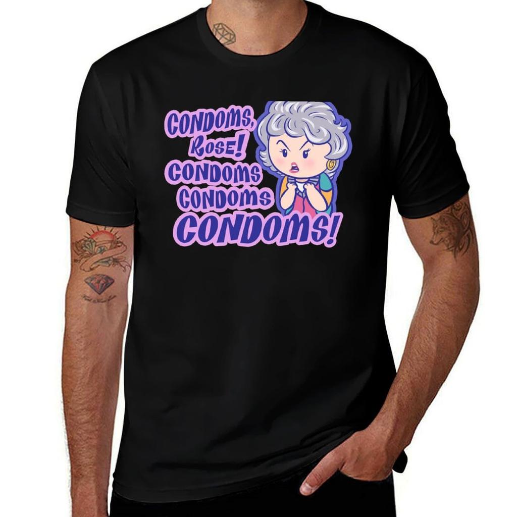 CONDOMS Rose TShirt Work Daily Short Sleeve Top
