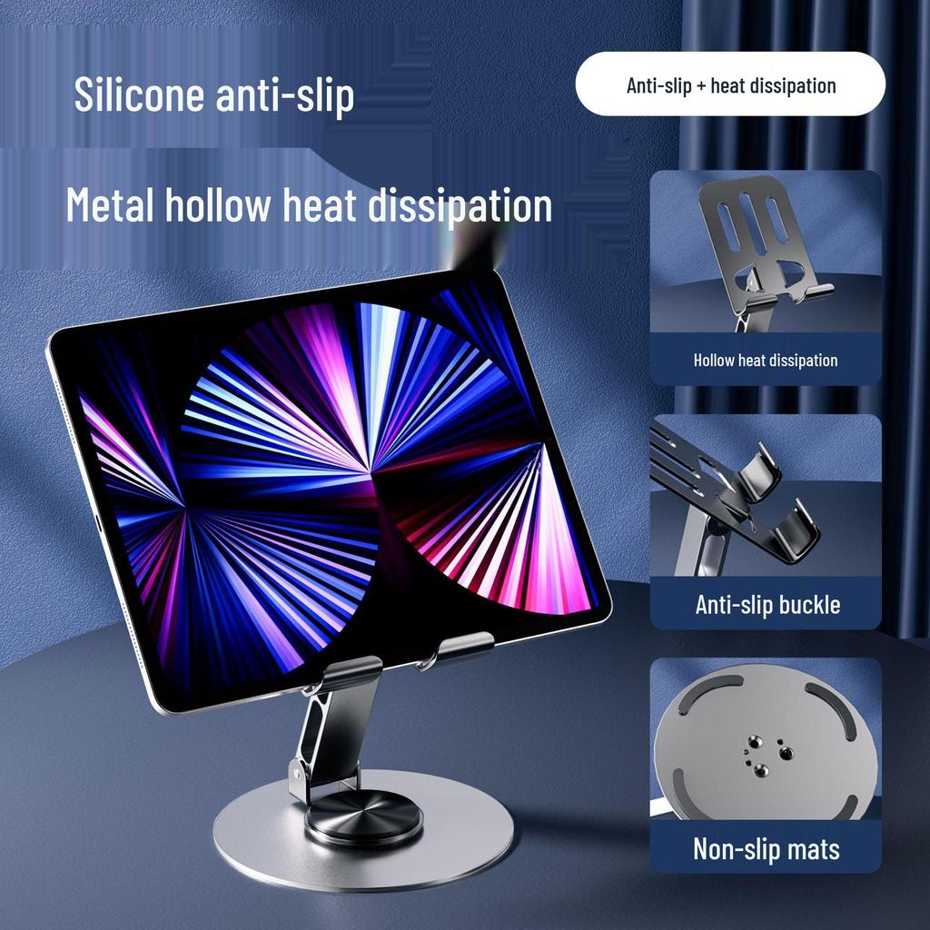 All-Metal Foldable Rotating Phone Holder for Desktop Streaming and Viewing