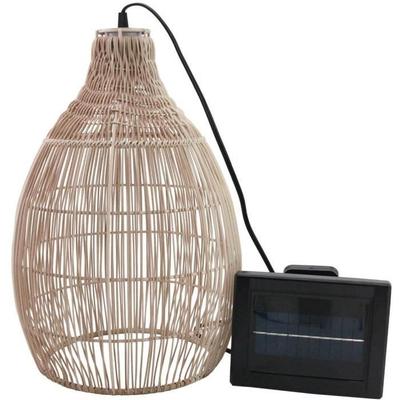 Solare Hängeleuchte - LUMISKY - HOLIDAY - H42 cm - Böhmischer Naturstil geflochtenes Korbwarendesign - Warmweiße LED