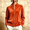 Chaqueta Cárdigan Casual de Terciopelo para Mujer con Cuello Alto y Cremallera, Manga Larga Color
