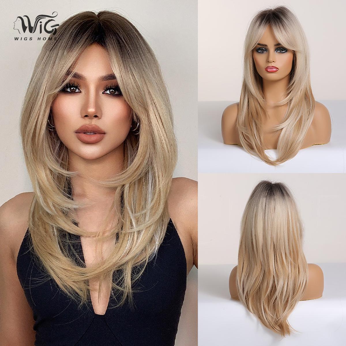 

Женский искусственный парик, 46 см, волосы, черный и золотой парик, длинный прямой парик, полное покрытие головы, розовая сетка для волос, головные уборы, украшение для красоты, парик