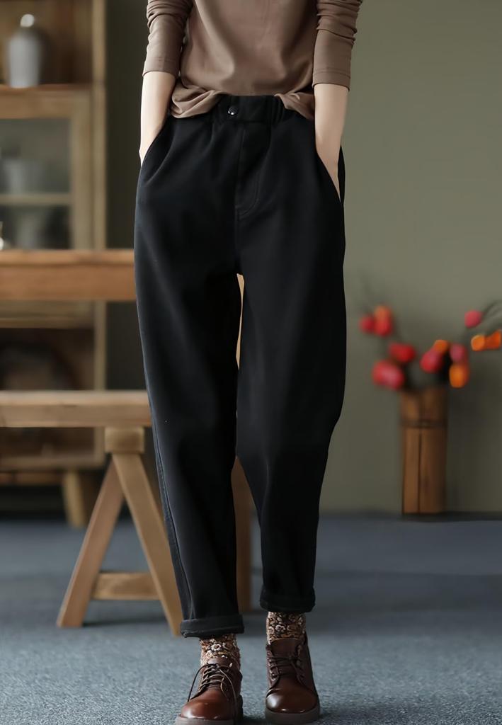 Meritaillor Tapered Comfortable and Plus Sizes Warm Leggings for Fall and Black Warm Pants for Fall and Casual Pants for Perfect for Commuting Women's