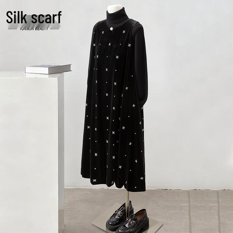 

Elegant French Embroidered Round Neck Sleeveless Dress L