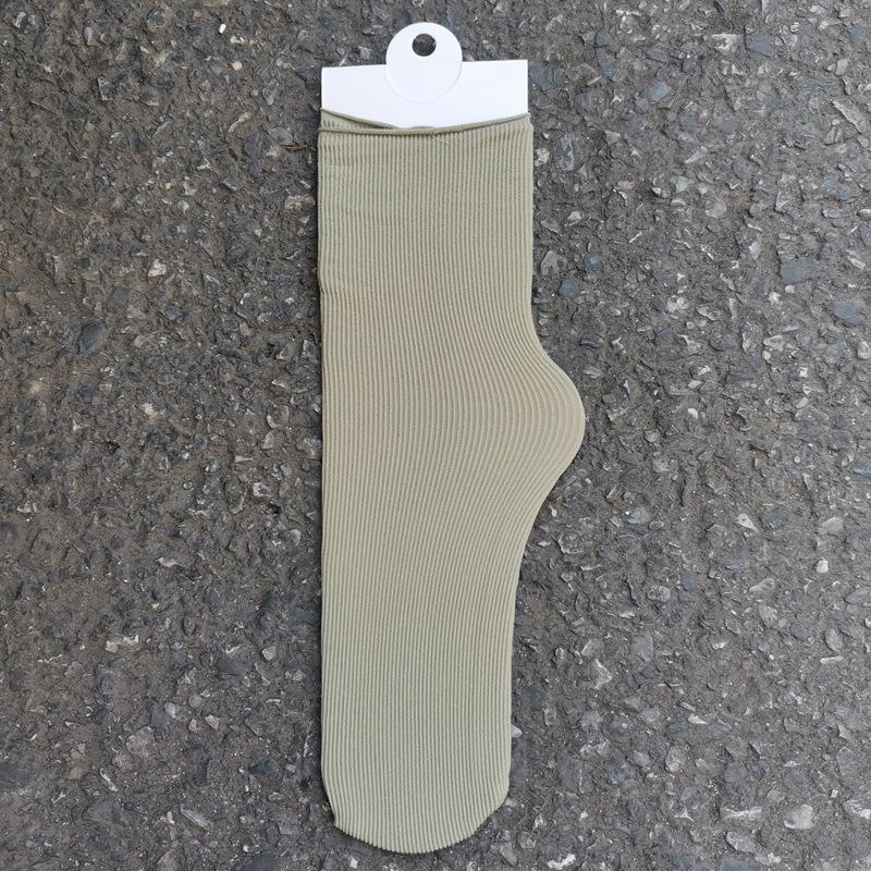 Women's Summer Thin Allpurpose Solid Color Retro Vertical Stripe In The Long Tube Pile Socks