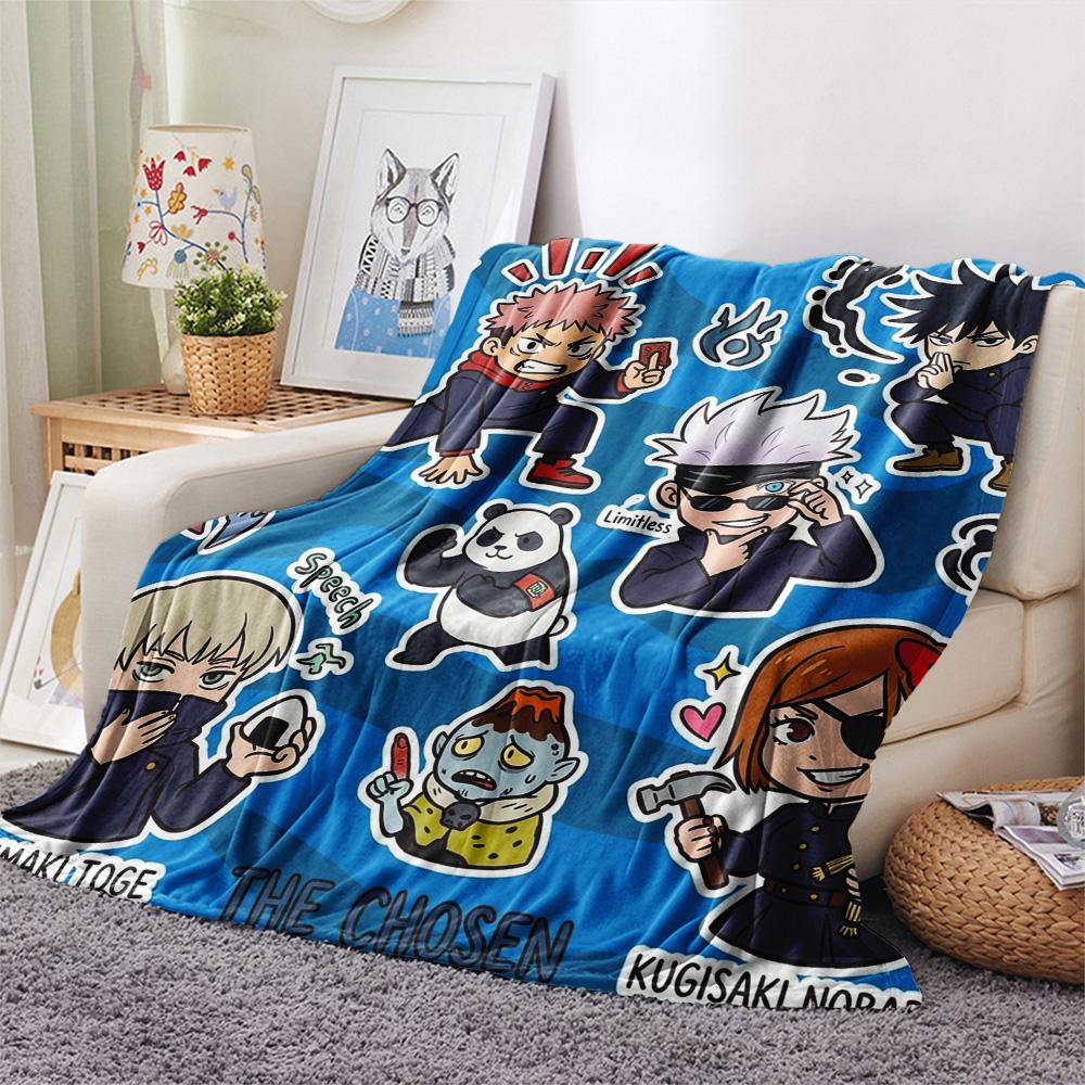 1PC Jujutsu Kaisen Patterned Flannel Blanket Suitable For All Seasons For Home Decor Warmth And Comfort Gifts Holiday Present