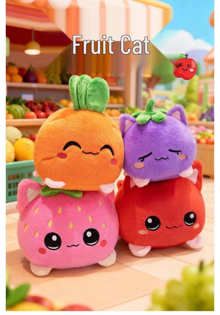 Strawberry Cat Plush Doll - Cute Christmas Gift for Kids & Couples