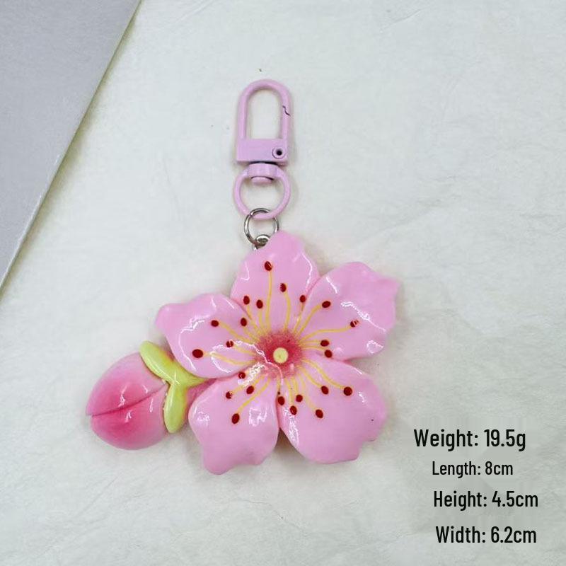 Peach Blossom Keychain: Cute Flower Pendant Backpack Accessory for Girlish Charm and Bestie Gifts