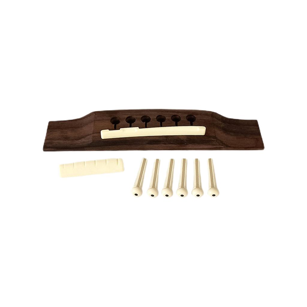 Rosewood 6 String Folk Guitar Bridge Replacement Acoustic Guitar Bridge Saddles Nut Pin for Improve Guitar Sound Quality