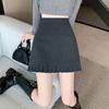 Korean A-Line Wool Blend Pleated Skirt - Women's High-Waisted Slimming Short Skirt for Autumn/Winter