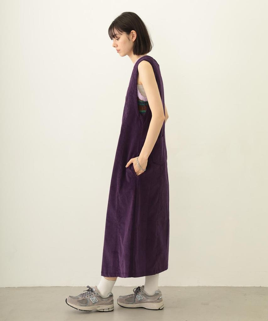 Milkfed Women's Corduroy Jumper Skirt Casual Dress in Purple