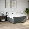 Box Spring Bed with Mattress Dark Gray 140 X 190 Cm Fabric