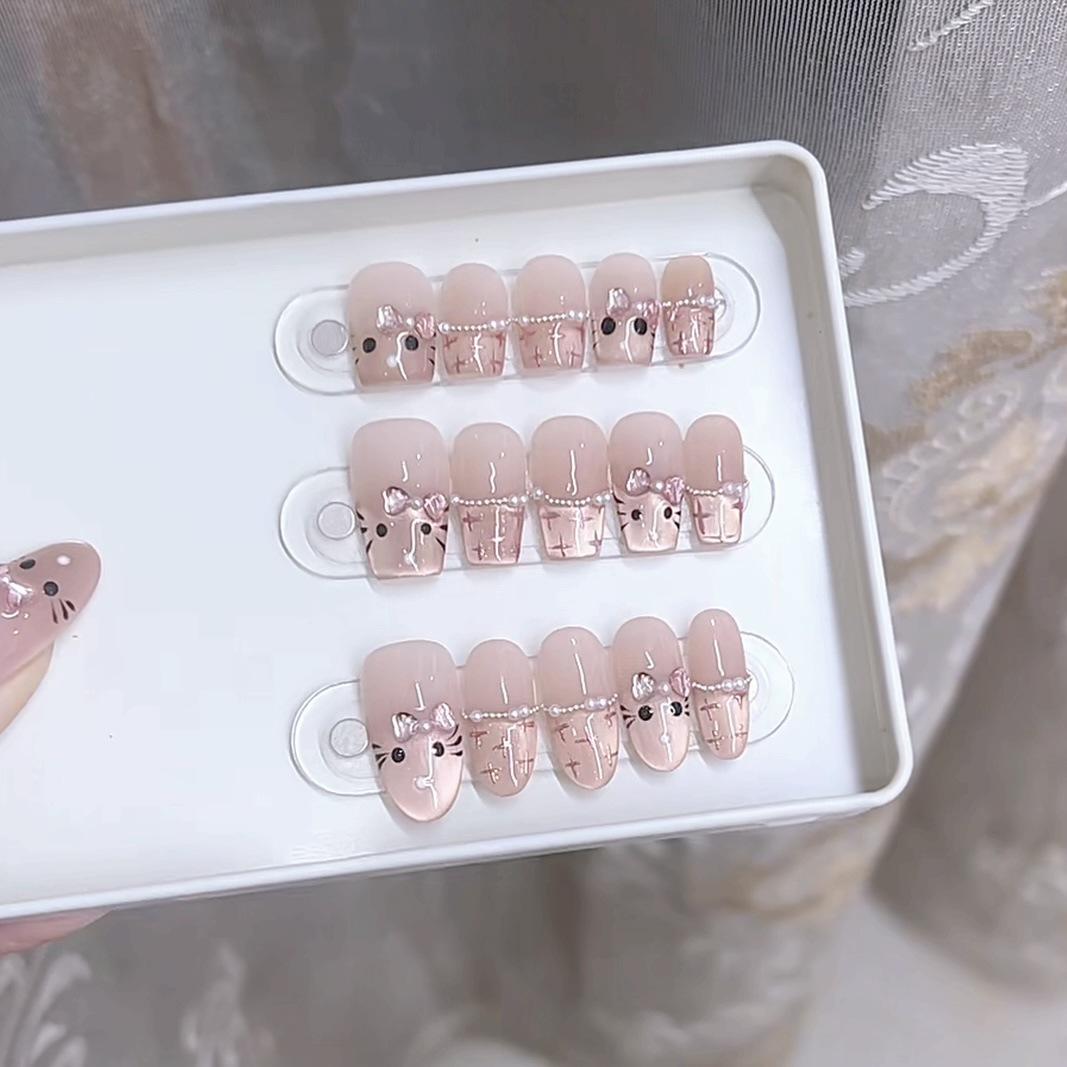 

Плетёная вручную броня, Золотой расписной набор, Милый кошачий глаз, Бант, Маникюрный патч Large L