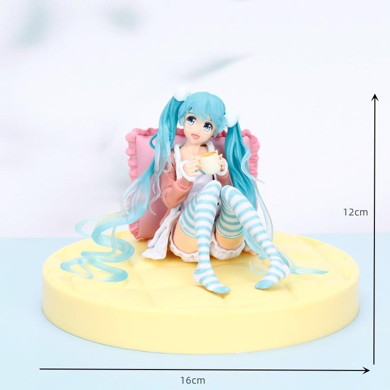 Original New Anime Hatsune Miku 14cm Virtual Singer Manga Statue Figurines  Model Toys computer desk cake decoration cute