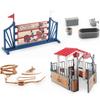 Charming Farmyard Plastic Decor Set Realistic Saddle Barn Pavilion Models Fence