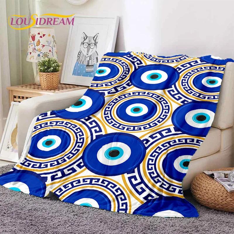 3D Boze Oog Turkije Blauw Nazar Oog van Horus Zachte Flanel Dekens, Plaid Comfortabele Deken voor Picknick Bedden Bank Slaapkamer