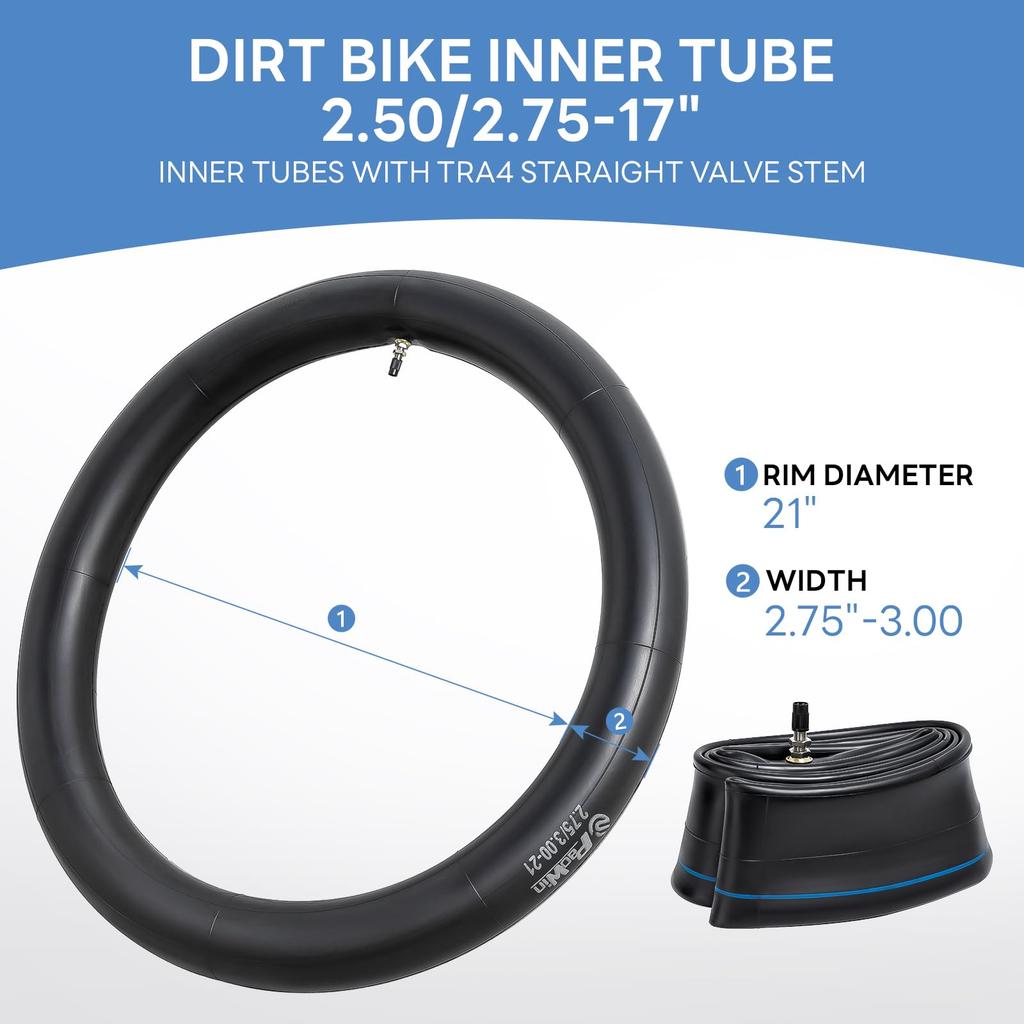 PaoWin Two Inner Thick with TR4 Motorcycle Suitable for and 2.75-21 Tubes, Wall, Heavy-Duty, Valve, 2.75/3.00-21 Tubes, 2.75-21 3.00-21