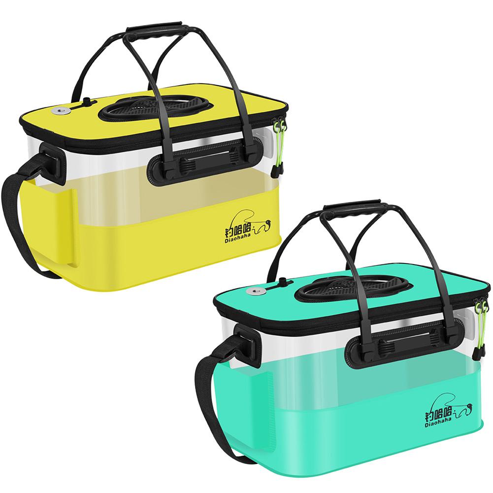 17/22/27L Live Fish Container Multi-Functional Foldable Live Fish Bait Bucket with Breathable Mesh for Outdoor Camping/Fishing