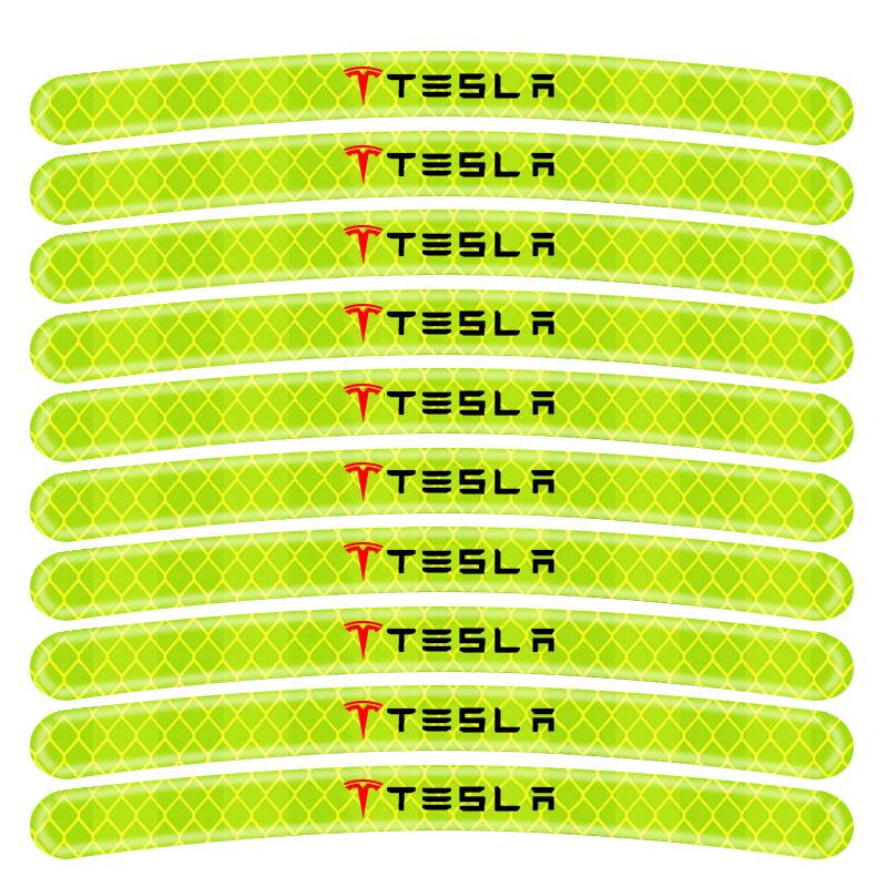 Car Wheel Hub Reflective Stickers Tire Rim Luminous Accessories For Tesla Model 3 Model X S 2016-2020 Decals TM3 TMX TMS Decal