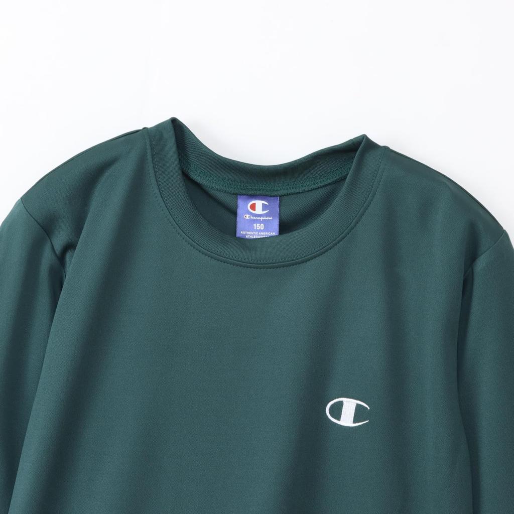 Champion Long Sleeve Crew with Embroidered Basic Sports Dark Green Kids' T-Shirt, Neck, Quick-Drying, Logo, Design, (CK-BS401)