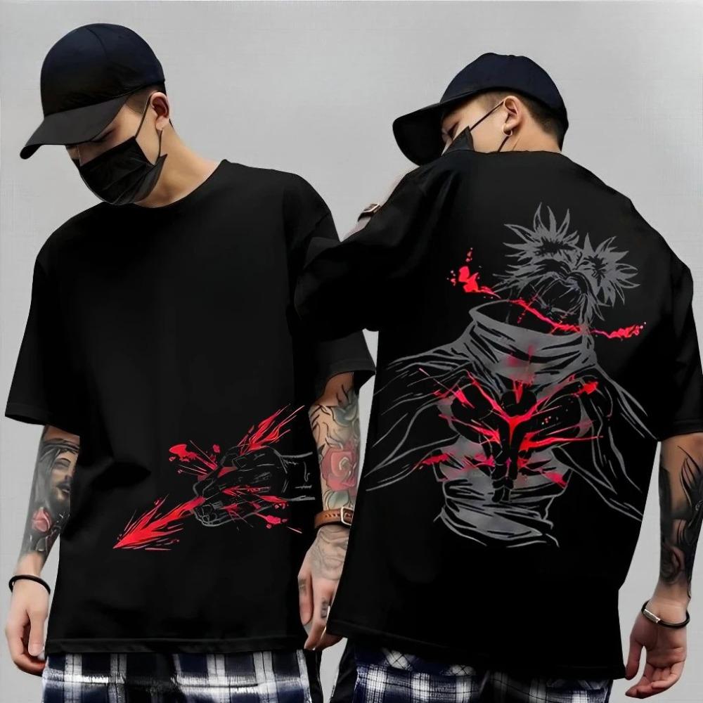 Demon Slayer Akaza (Upper Rank 3) Soryu Style Blood Demon Art Oversized Graphic T-Shirt, Anime Streetwear Tee, Unisex Casual Top