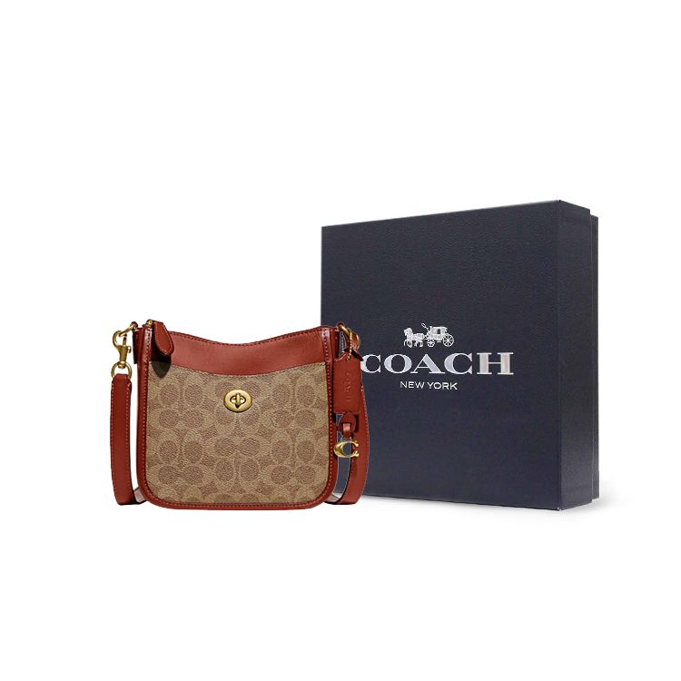 Coach Top Zip Closure Exterior Lock Bag Faux Leather Crossbody Bag Small Women Crossbody Bag Brown Rust CC391-B4NQ4