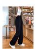 Versatile Gray High-Waist Loose Wide-Leg Suit Pants
