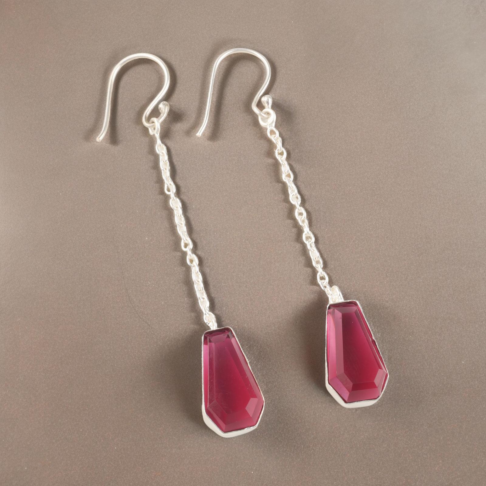 

Драгоценный камень Розовый Турмалин Ювелирные изделия из стерлингового серебра 925 пробы Ручной работы Серьги-капли 3,0 EE-135-1