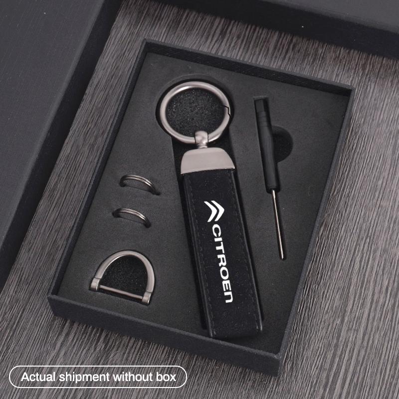 Metal Suede Key Ring Keychain Car Logo Accessories For Citroen C1 C2 C3 Vts C4 Saxo C4L C5 C6 C8 Xsara Picasso Berlingo Cactus