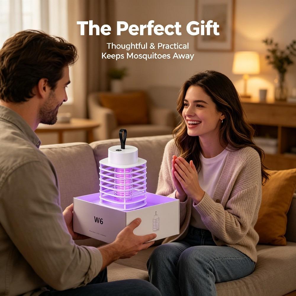 USB Rechargeable Silent Mosquito Killer Lamp, Portable Electronic Insect Trap for Indoor Bedroom Outdoor Camping Pest Control Light