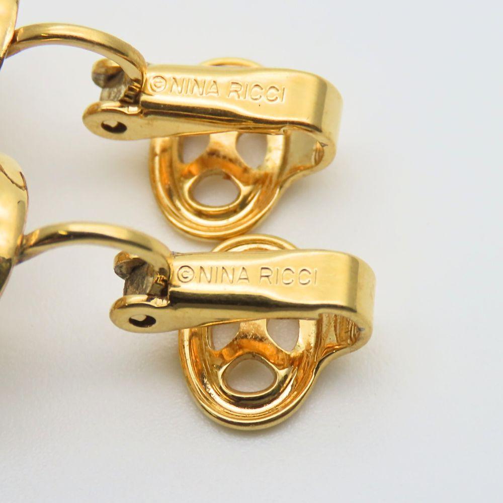 Used NINA RICCI Earring metal 3.2g gold logo