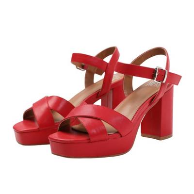 Womens/Ladies Marcia PU Strappy Wide Platform Block High Heels