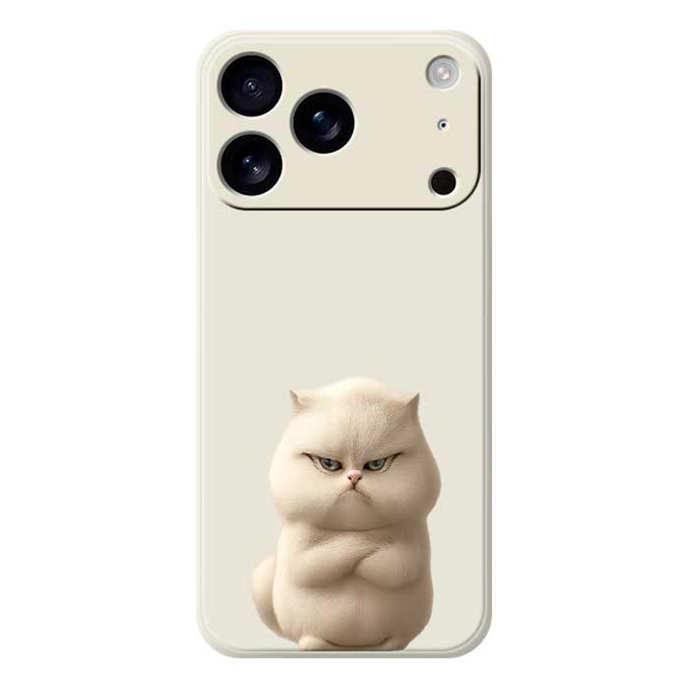 For iPhone 17 Pro Case Angry Cat Pattern Printing Straight Edge TPU Phone Back Cover