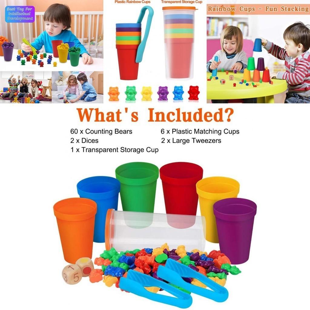 Colorful Rainbow Bear Counting Math Toy Set For Early Education