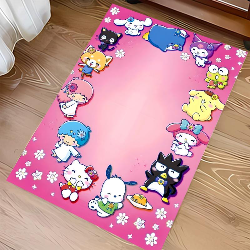 1pc Sanrio1 Print Area Rug - Soft, Washable Non-Slip Indoor Mat for Office Chairs, Living Room, Home Office Decorative Rug