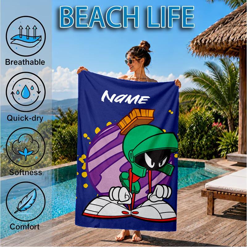 Custom Name Marvin Adventure Beach Towel Microfiber Beach Towel, Lightweight and Quick-Dry, for Summer Travel, Swimming Pool Gift