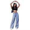 Multicolor European & American High-Waisted Loose Wide-Leg Floor-Length Casual Jeans for Women