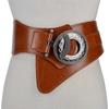 1PC Mode Femme Vintage Style Carreaux Ceinture de Taille Super Large PU+Cuir de Vache Ajustable Chemise Amincissante Corset Ceinture Ceinture Femmes