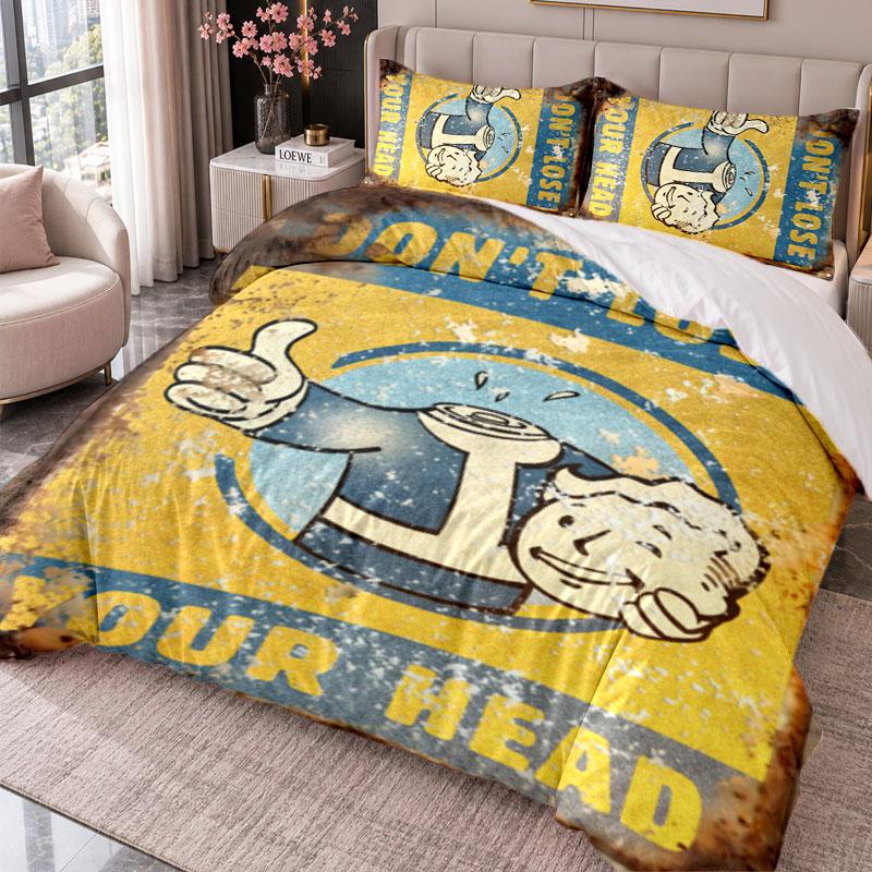 Fallout Vault Boy 3Pcs Bedding Set Duvet Cover With Two Pillowcases For Bedroom Home Decoration